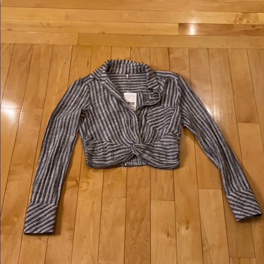 Free people cropped top blouse, flannel material